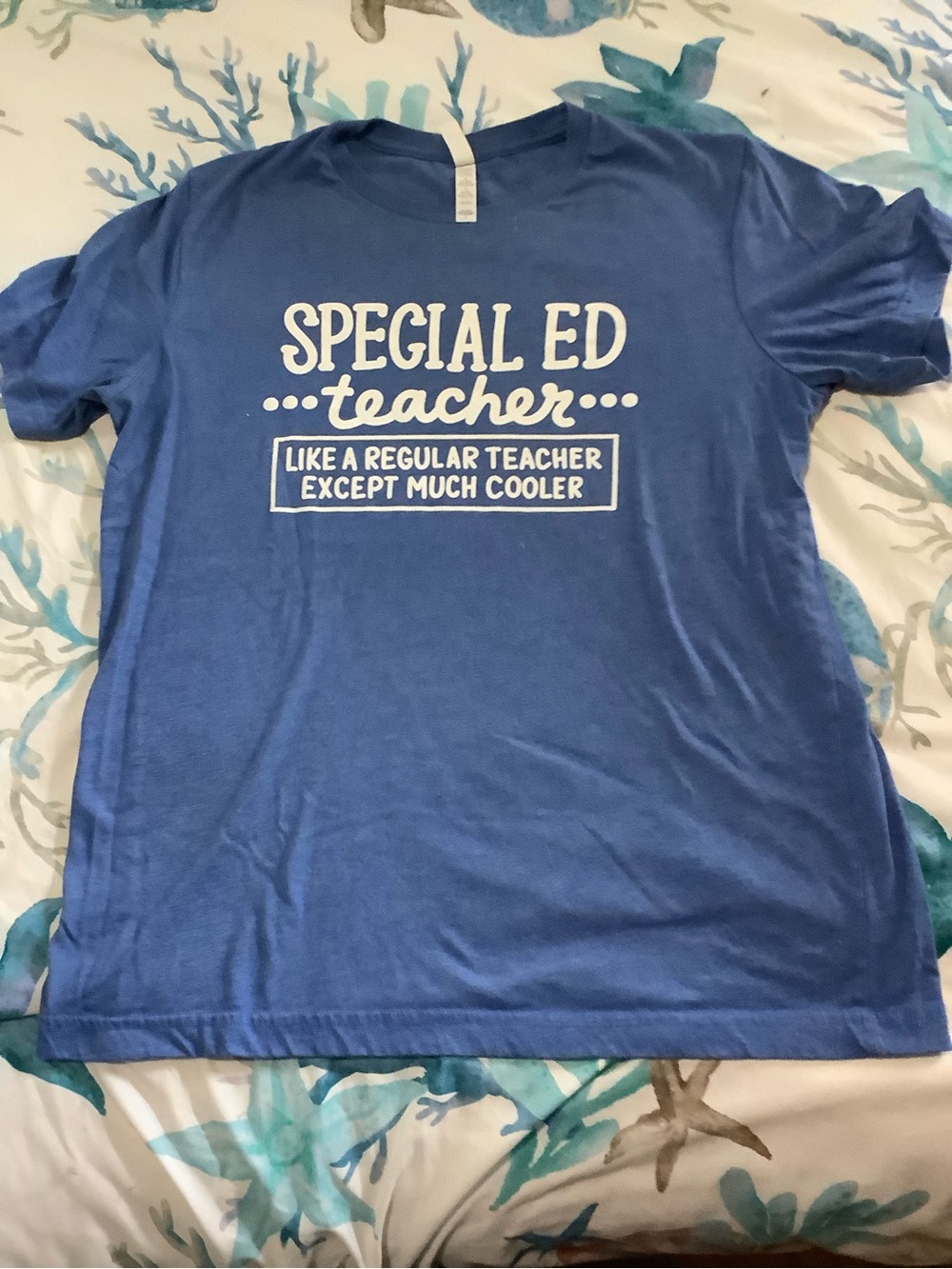 Blue Short-Sleeve "Special Ed Teacher" Graphic Tee